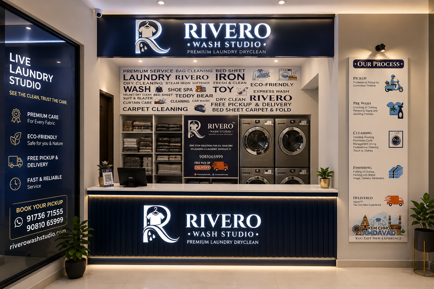 Inside the Rivero Wash Studio laundry floor